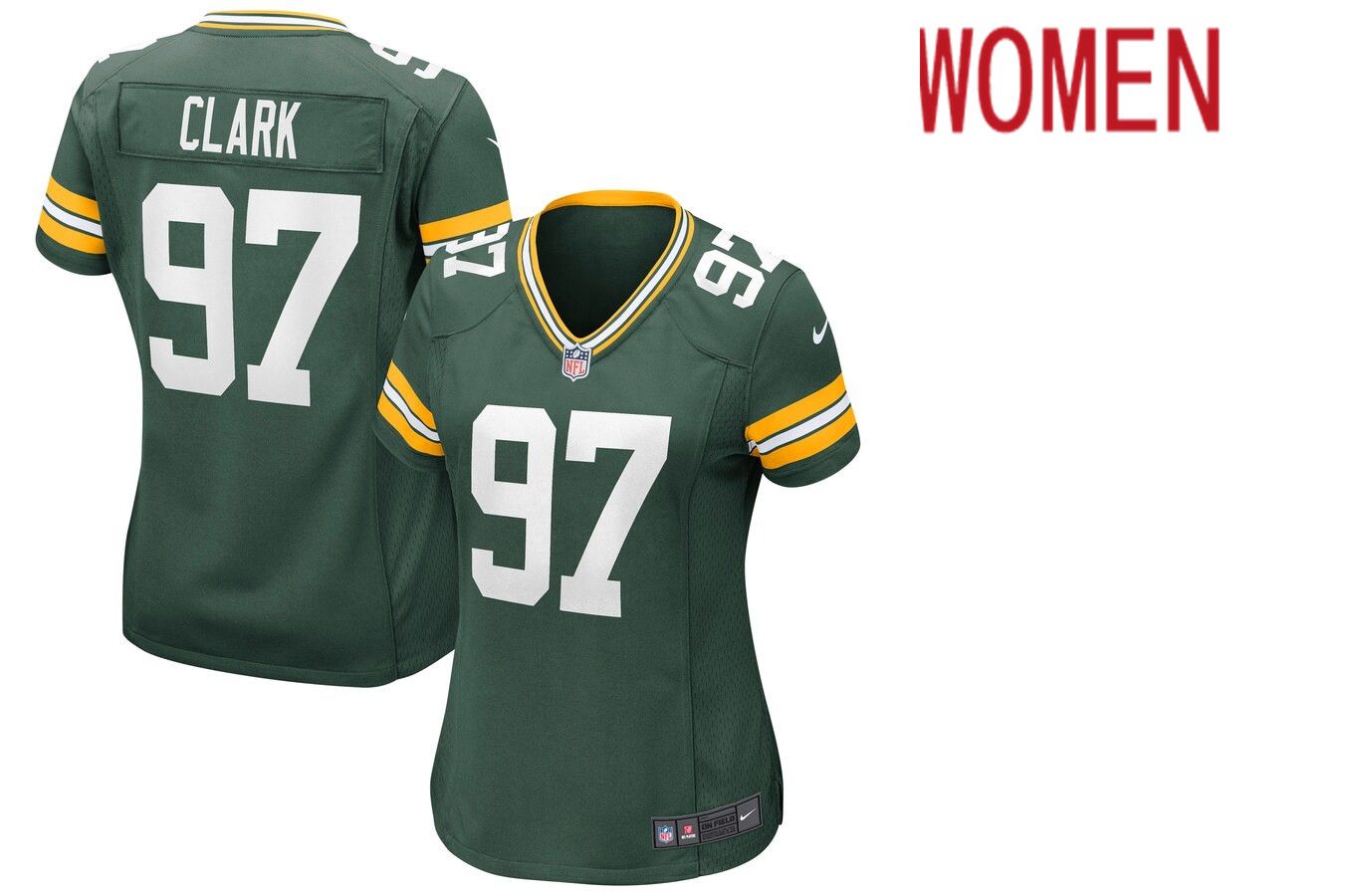 Women Green Bay Packers #97 Kenny Clark Nike Green Game NFL Jersey->women nfl jersey->Women Jersey